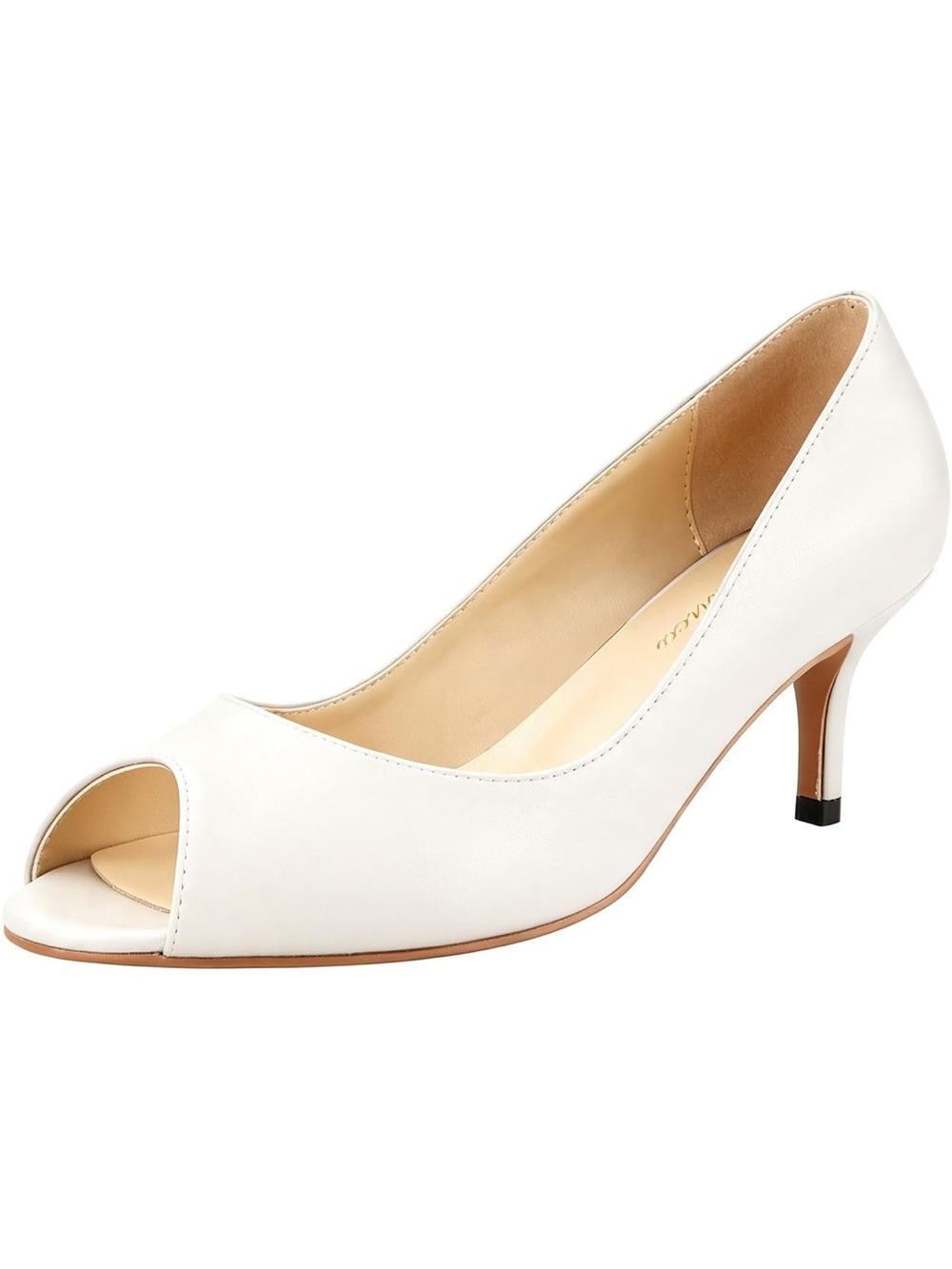 Women's Peep Toe Kitten Heel Sandals Classic Slip On Medium Heel Dress Pumps